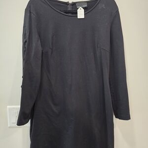Cynthia Rowley Black Crewneck Long-Sleeve Shift Dress